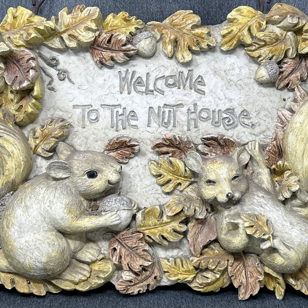 Old Outdoor Squirrel Decor Welcome To The Nut House Funny Kitschy Wall Plaque